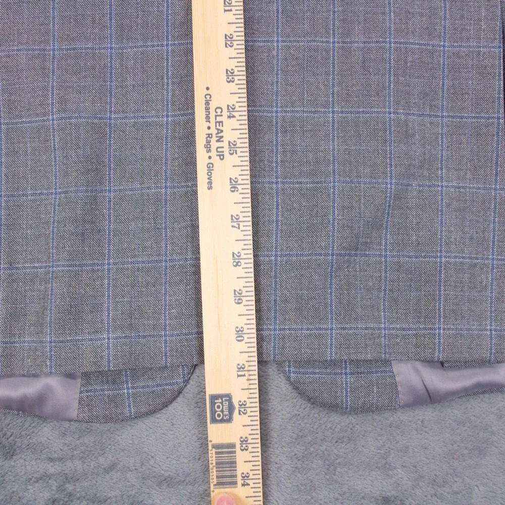 Hart Shaffner Marx Mens 44R Gray Check Windowpane‎ Sport Coat Blazer Jacket USA